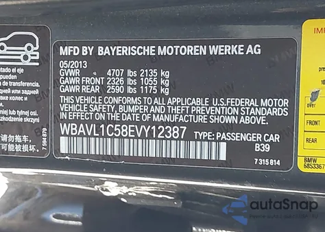 2014 BMW X1 xDrive28I из США, поврежденный, VIN WBAVL1C58EVY12387